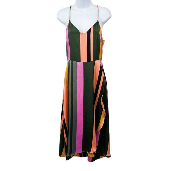 Lost + Wander Anthro Evereve Pandora Striped Rainbow Sleeveless Midi Dress - Picture 2 of 9